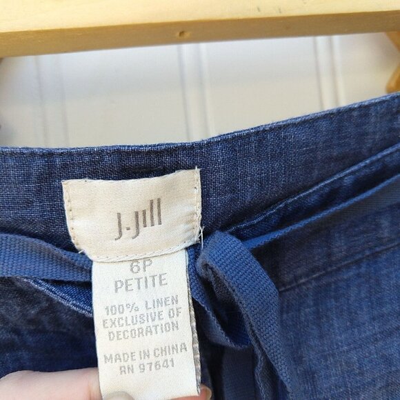 J.Jill Blue 100% Linen Cargo Shorts Size 6P Casual Mid Rise Pockets Women's - Picture 6 of 7